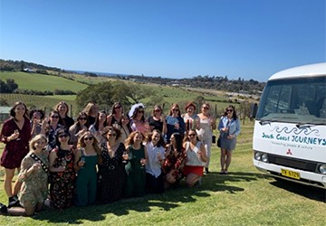 A BIG Hen's Party enjoying a South Coast Winery Tour at Crooked River Wines